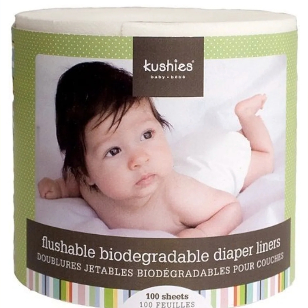 Kushies diaper liners for cloth diapers biodegradable 2x  100 sheet rolls